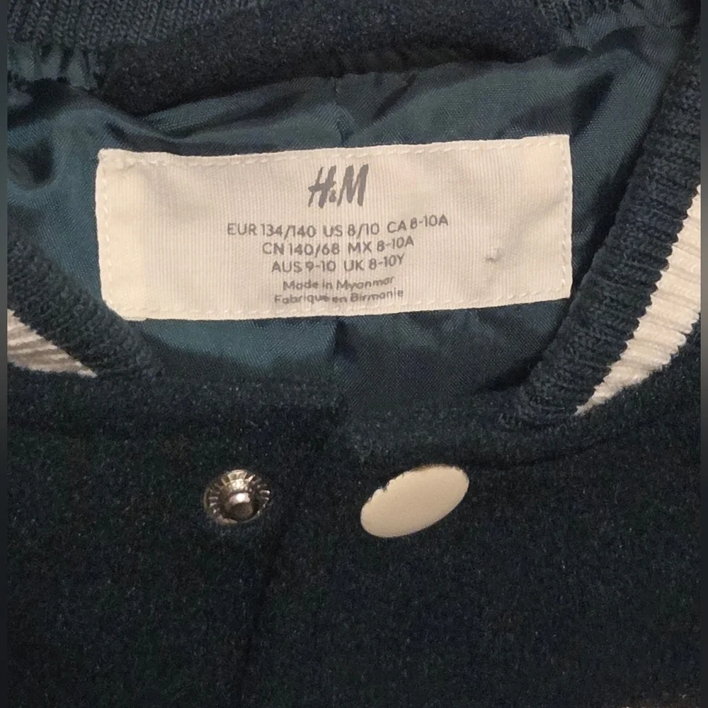 H&M Green and White Varsity Jacket